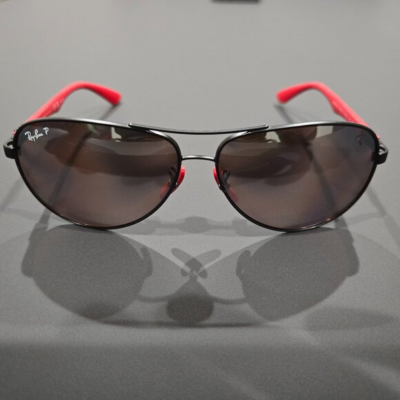 Ray Ban Scuderia Ferrari Silver Mirror Chromance Aviator Sunglasses RB8313M - Picture 1 of 16